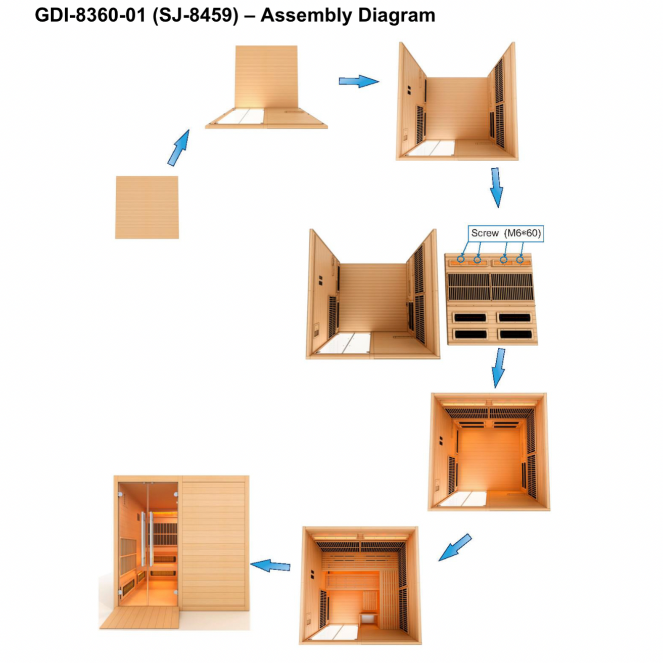 SaunellaHome 2025 Toledo GDI-8360-01 6 Person Hybrid Indoor Sauna.